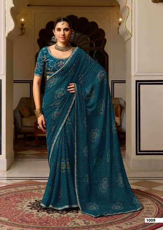 Green Georgette Normal Drape Saree - Panaash Saree