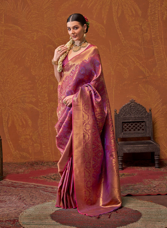 Purple Kanjivaram Silk Readymade/Easy Saree