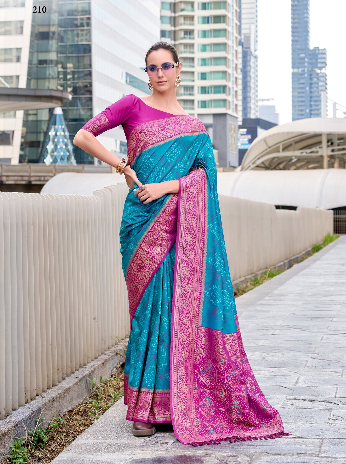 Teal blue Kanjivaram Silk Readymade/Easy Saree