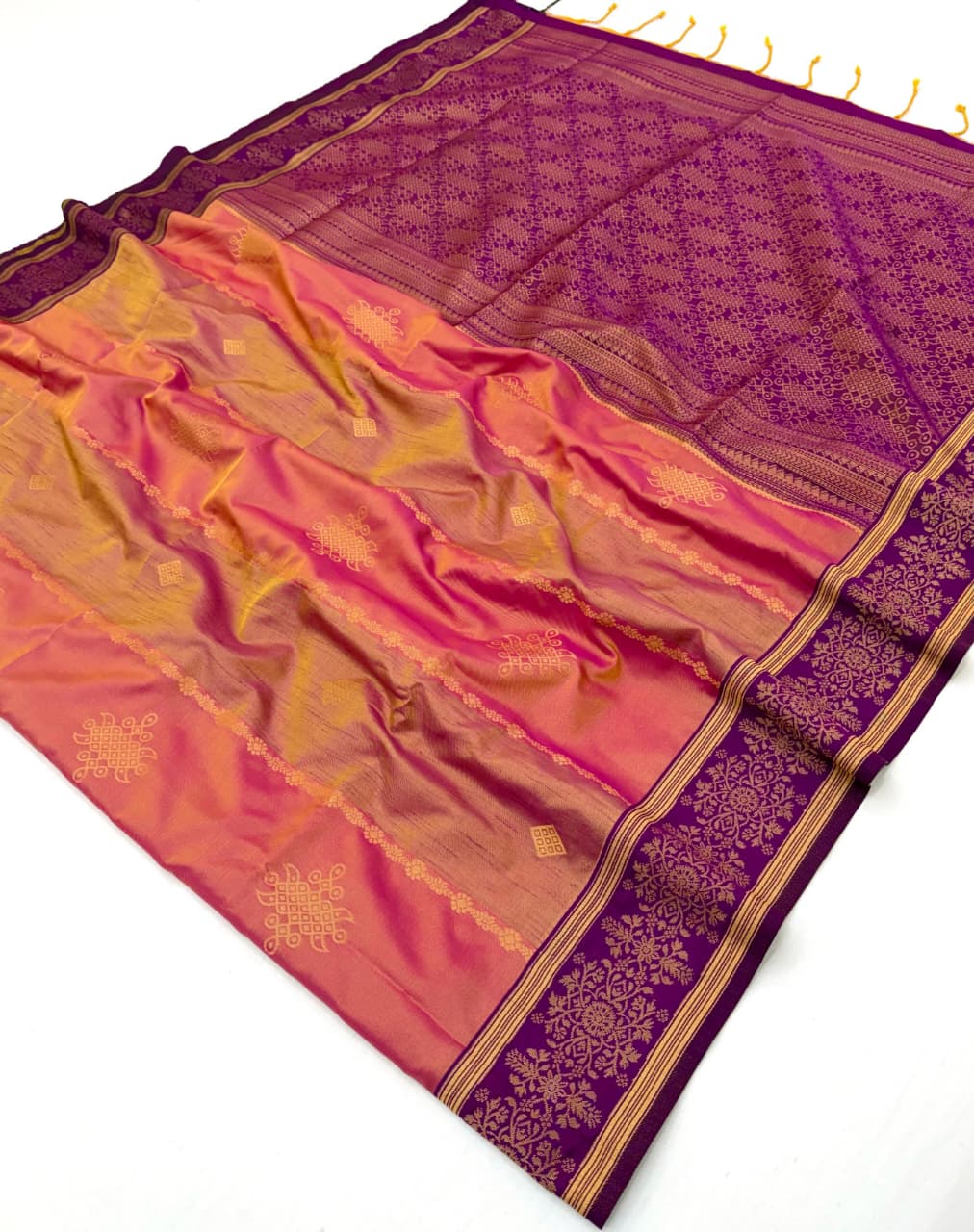 Peach Pink Kanjivaram Silk Ready To Wear/Easy Saree - Panaash Saree