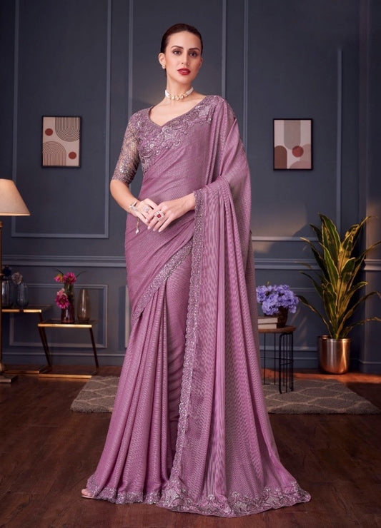 Mauve Color Cocktail Readymade Saree