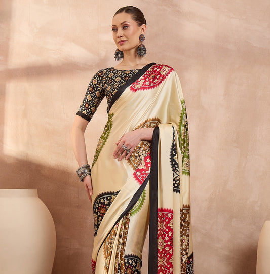 Black Crepe Silk Ready To Wear/Easy Saree