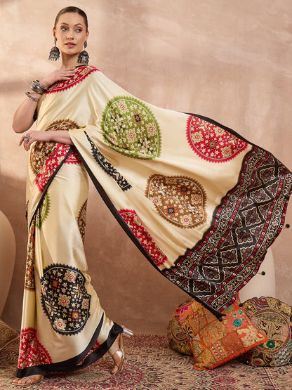 Black Crepe Silk Ready To Wear/Easy Saree