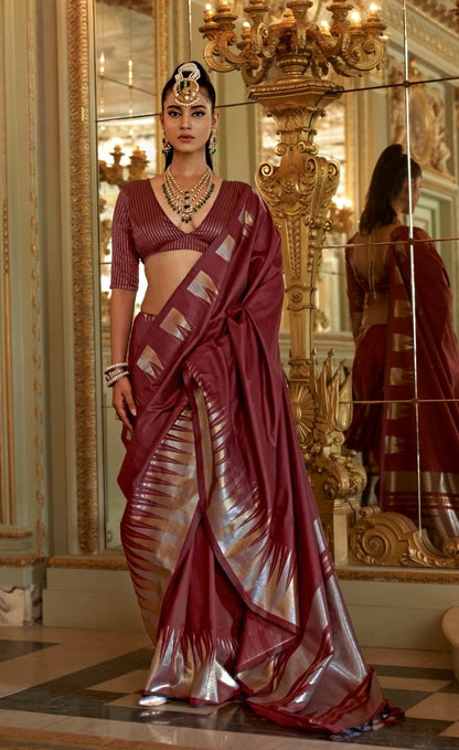 Wine Kanjivaram Silk Readymade/Easy Saree (Copy)