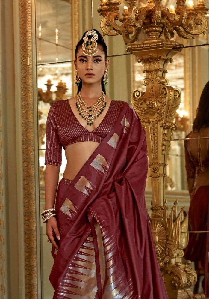 Wine Kanjivaram Silk Readymade/Easy Saree (Copy)