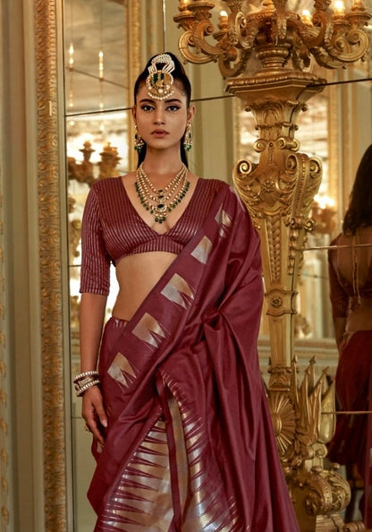 Wine Kanjivaram Silk Readymade/Easy Saree (Copy)