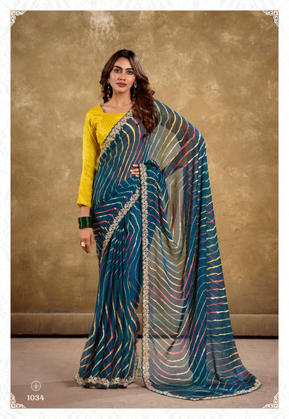 Multi Color Georgette Readymade/Easy Saree