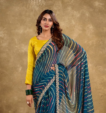 Multi Color Georgette Readymade/Easy Saree