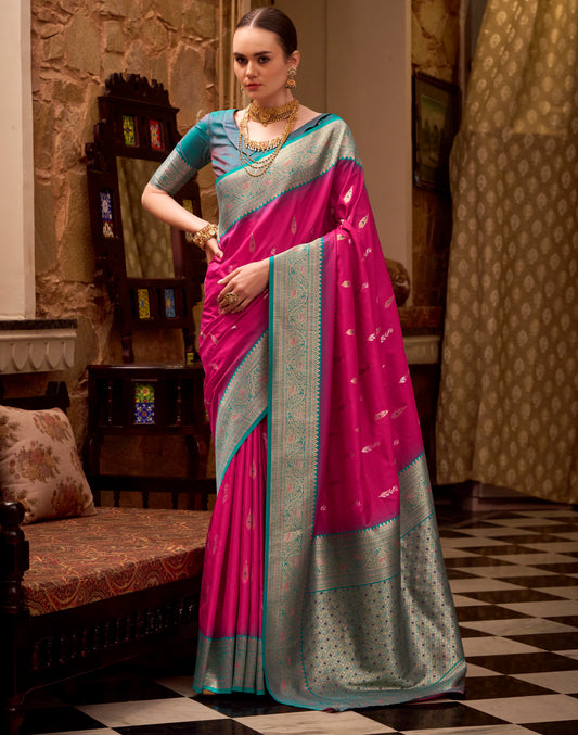Pink Kanjivaram Silk Readymade/Easy Saree