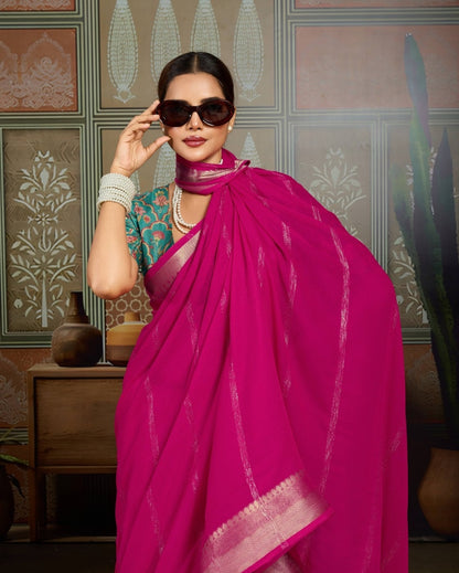 Pink Georgette Readymade/Easy Saree