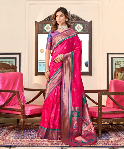 Pink Color Paithani Silk Readymade Saree