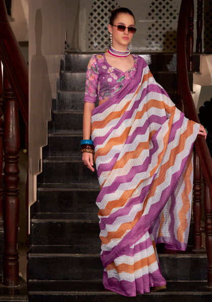 Lavender Silk Cotton Office Wear Readymade/Easy Saree