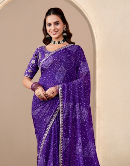 Purple Georgette Readymade/Easy Saree