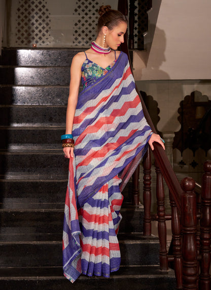 Purple Silk Cotton Office Wear Readymade/Easy Saree