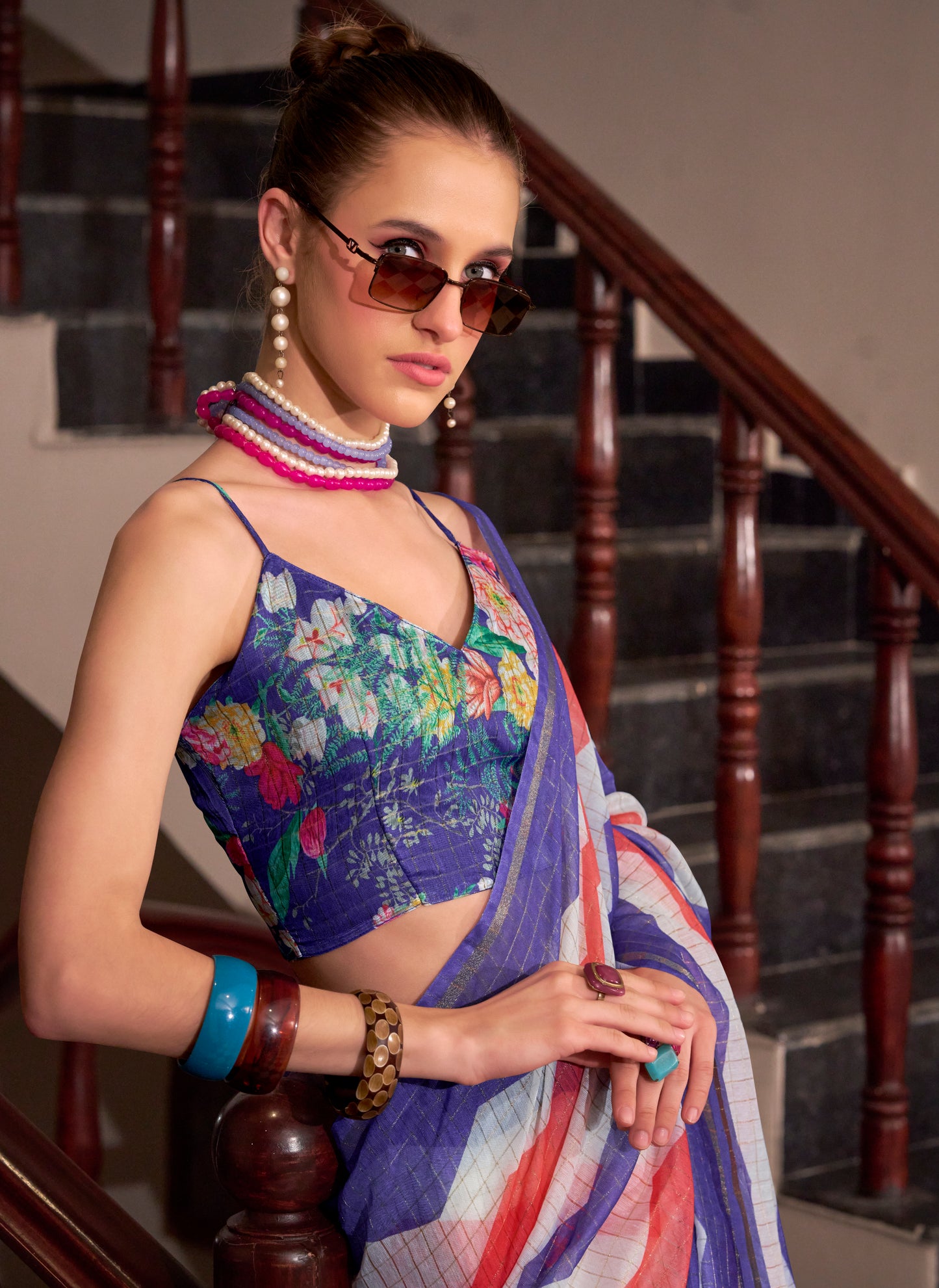 Purple Silk Cotton Office Wear Readymade/Easy Saree