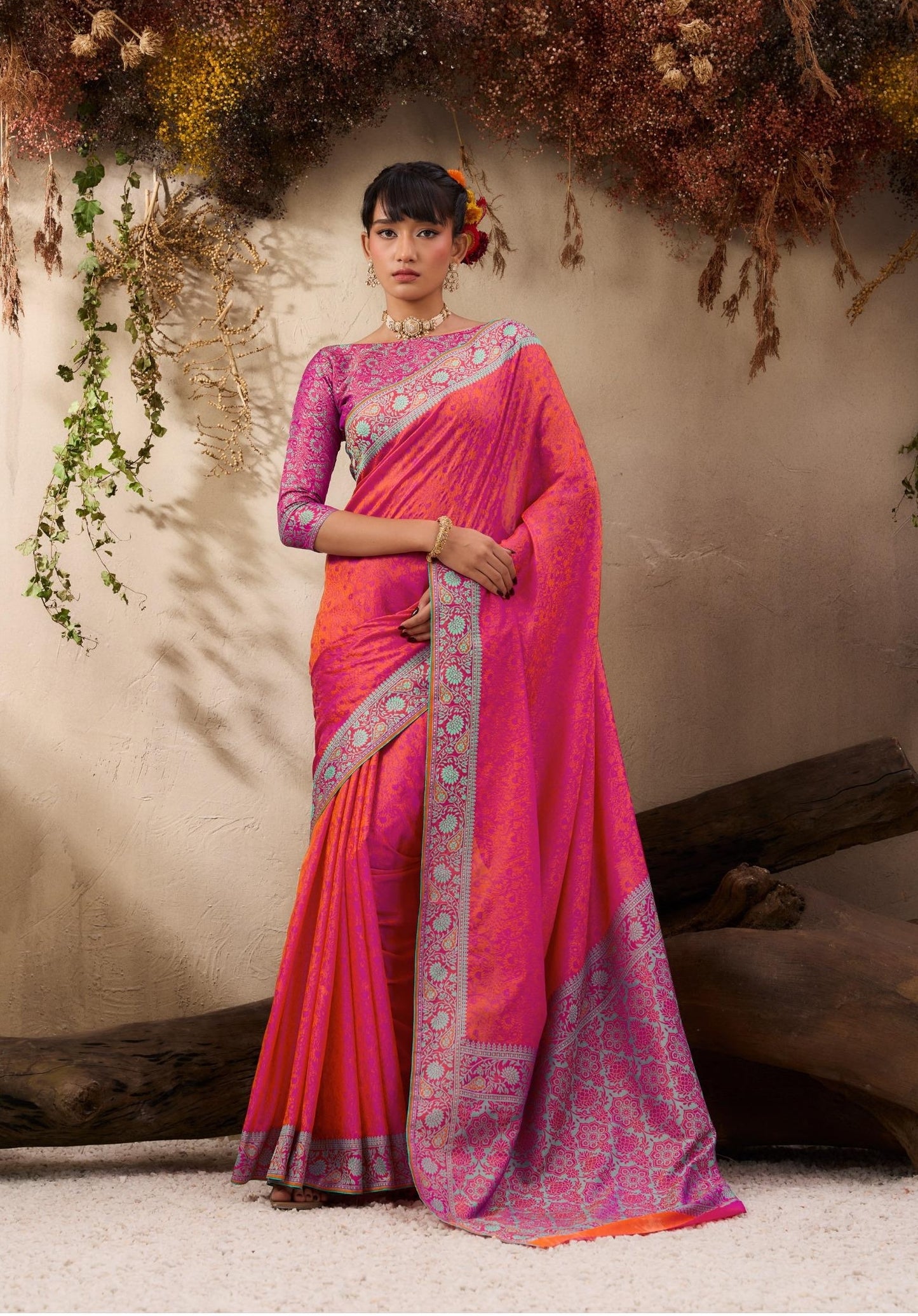 Fuchsia Readymade/Easy Kanjivaram Saree