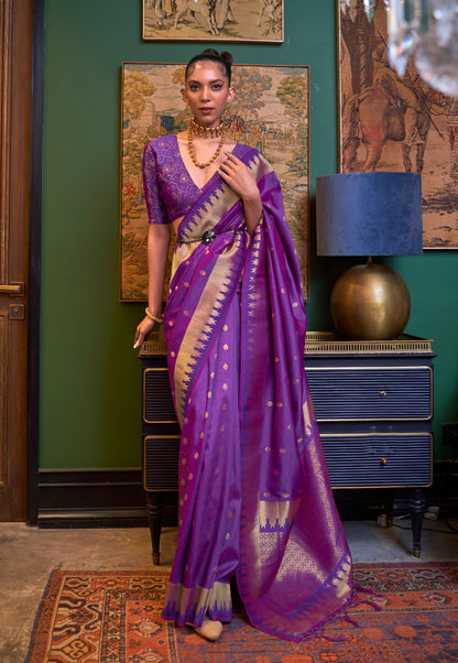 Purple Color Kanjivaram Readymade/Easy Saree