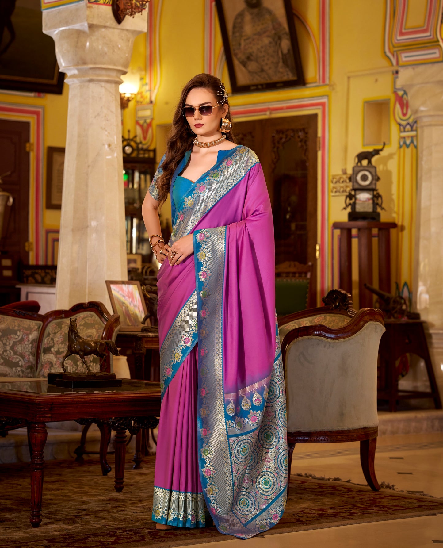 Magenta Readymade/Easy Kanjivaram Saree - Panaash Saree