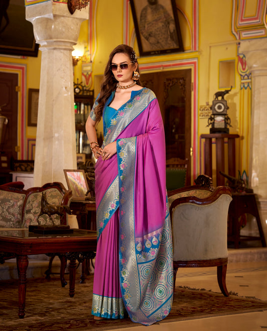 Magenta Readymade/Easy Kanjivaram Saree