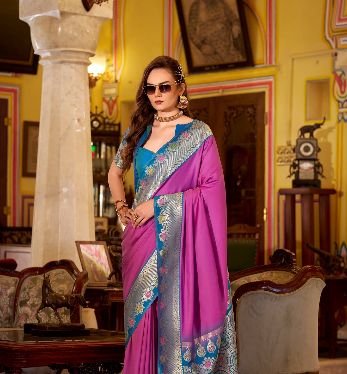 Magenta Readymade/Easy Kanjivaram Saree - Panaash Saree