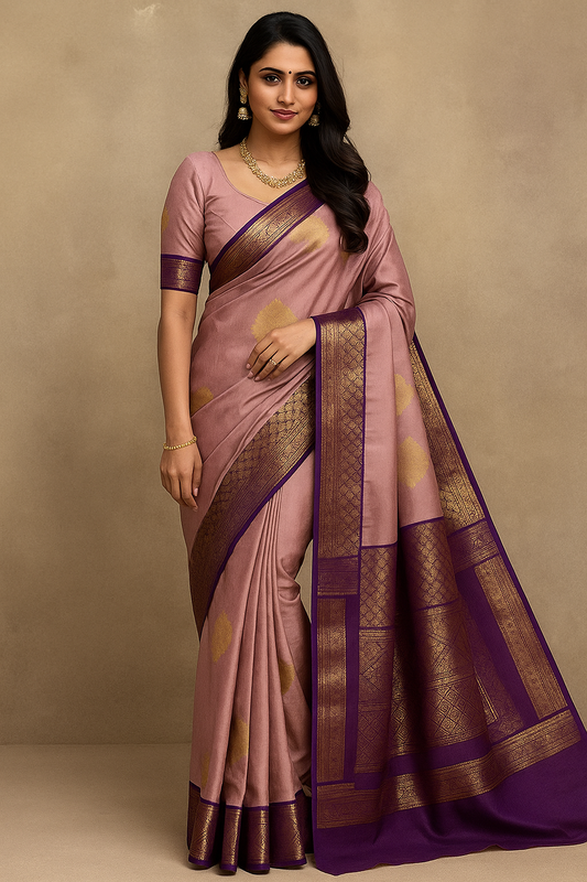 Mauve Kanjivaram Silk Readymade/Easy Saree