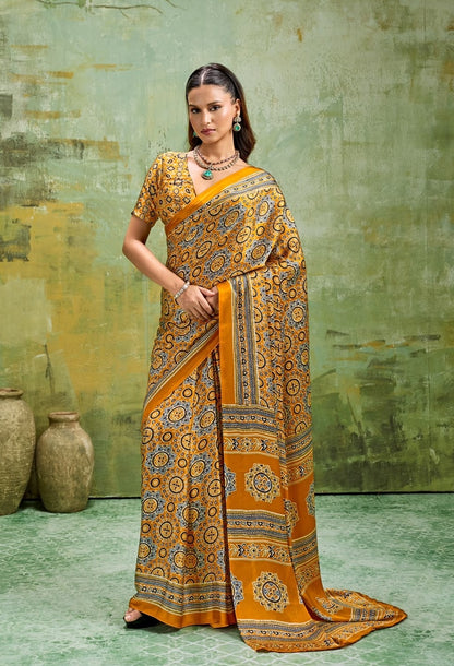 Yellow Modal Silk Ready To Wear/Easy Saree by Stylebypanaash