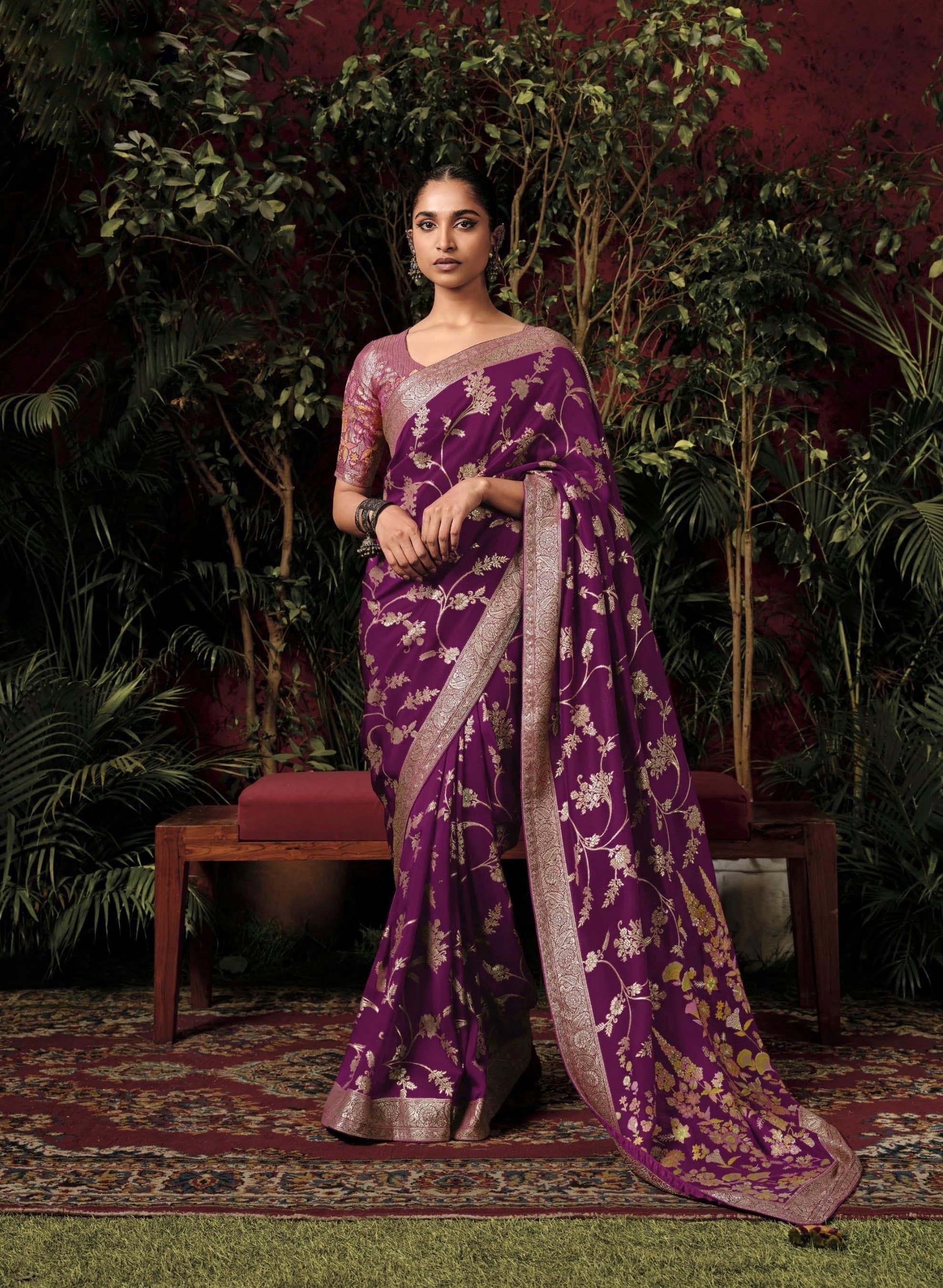 Buy pink banarasi saree online on Karagiri | FLAT 60% OFF