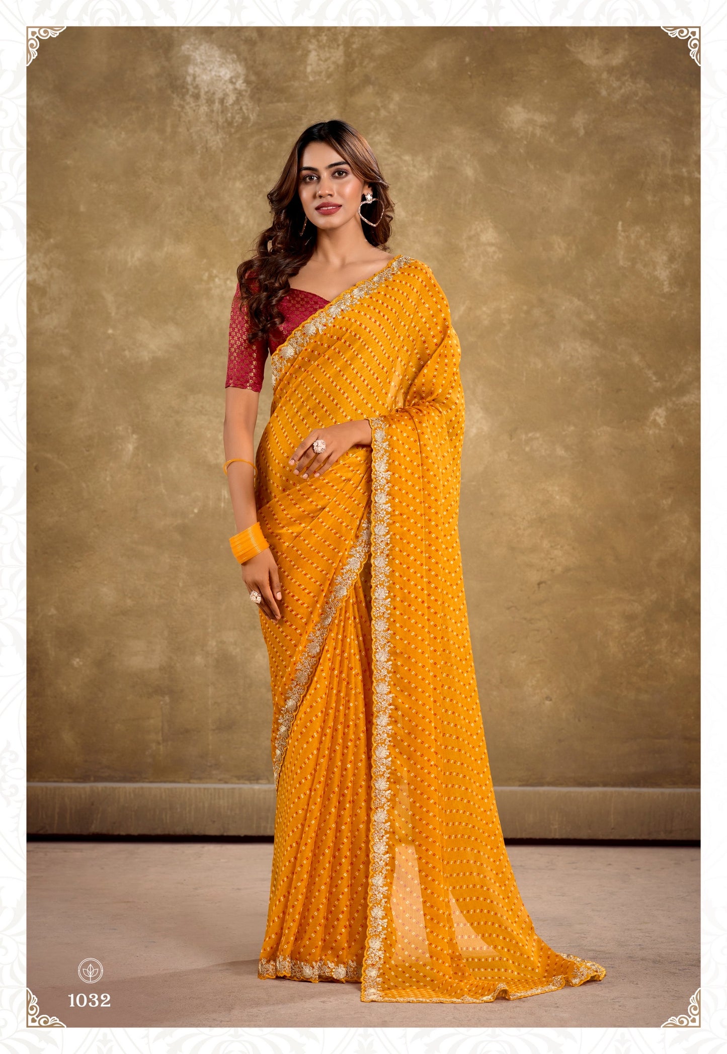 Mustard Color Georgette Readymade/Easy Saree