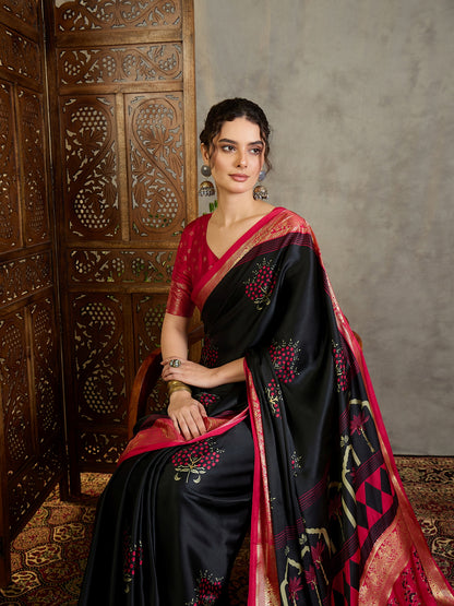 Black Crepe Silk Normal Drape Saree - Panaash Saree