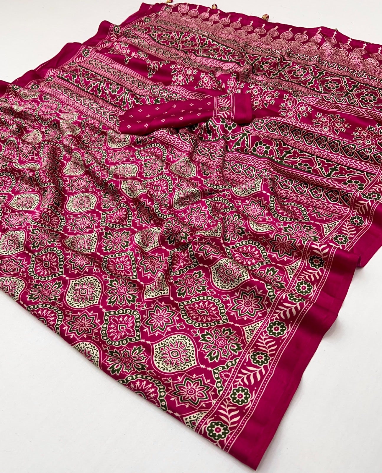 Deep Pink Crepe Silk Ready To Wear/Easy Saree - Panaash Saree