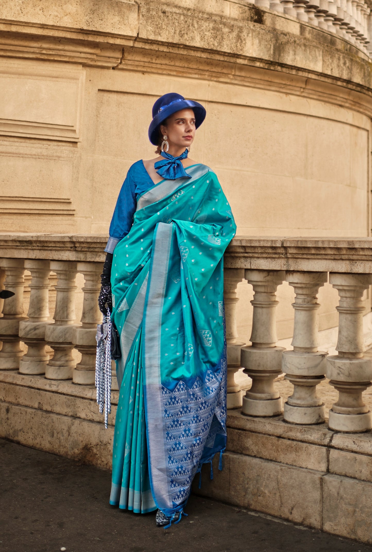 Turquoise Silk Saree