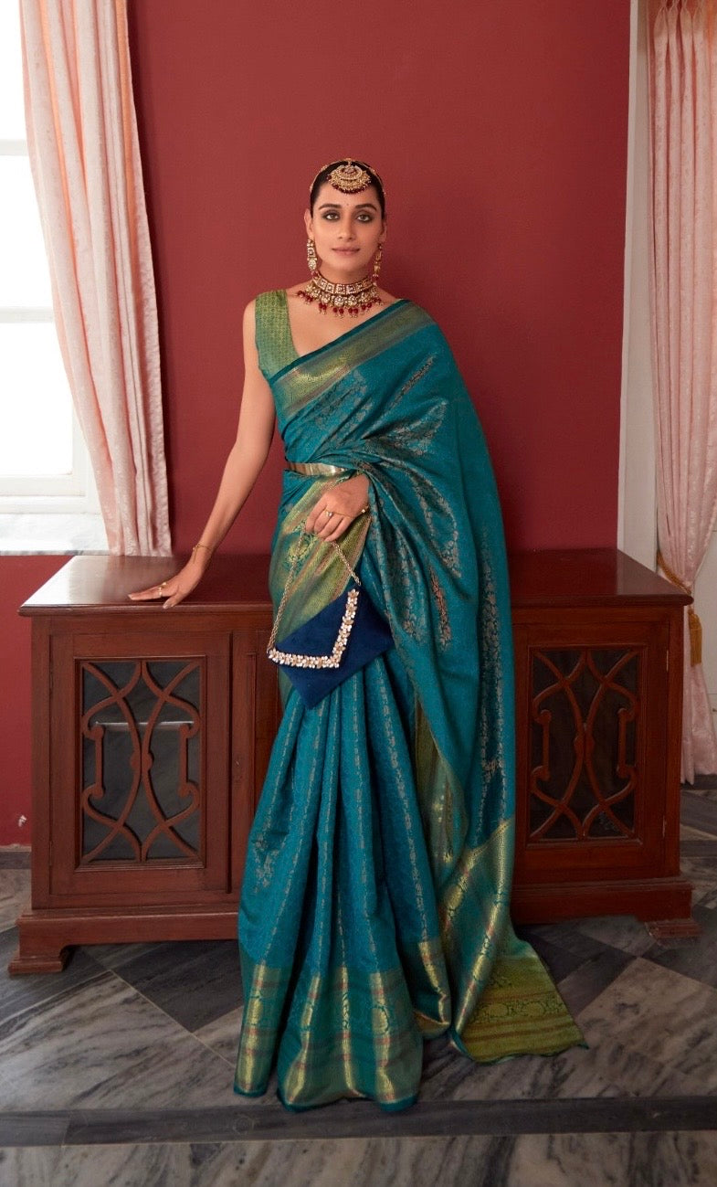 Peacock Color Readymade/Easy Saree