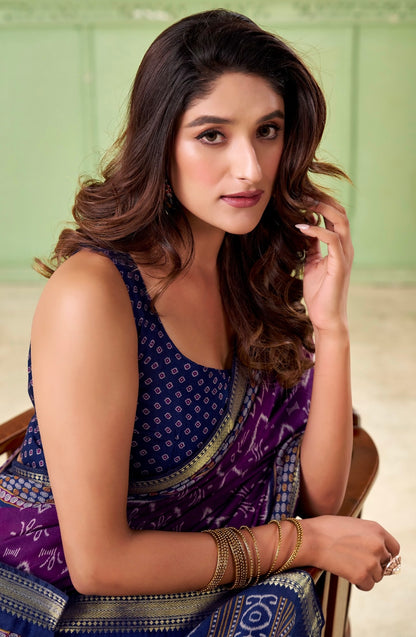 Purple Mul Cotton Easy/Readymade Saree