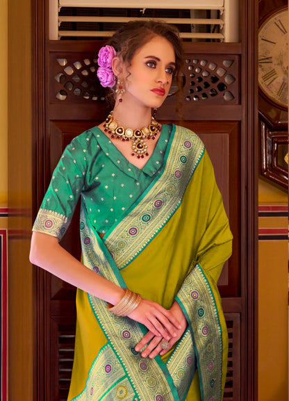 Light Green Soft Silk Readymade/Easy Saree