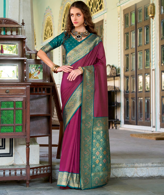 Maroon Soft Silk Readymade/Easy Saree