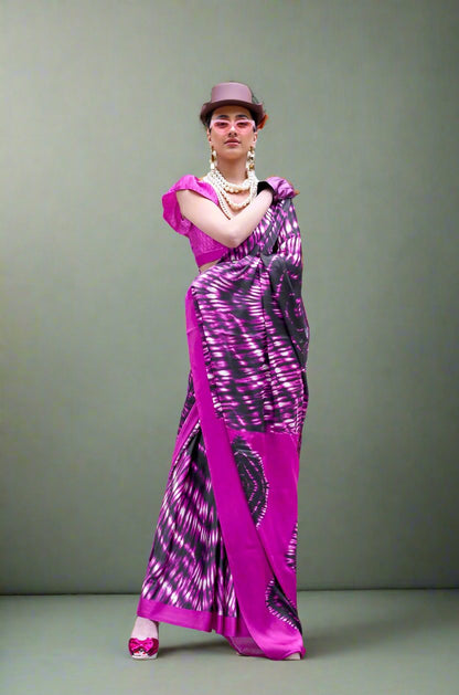 Pink Crepe Office Wear Easy/Readymade Saree