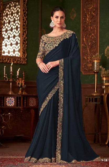 Black Cocktail Party Wear Readymade Saree
