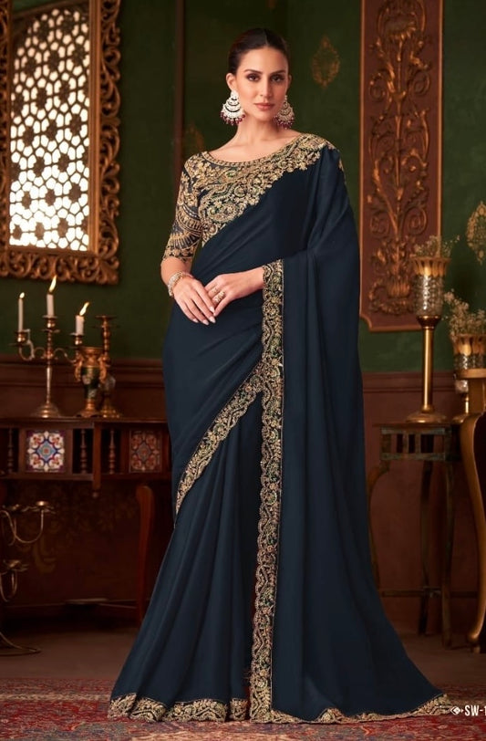 Black Cocktail Party Wear Readymade Saree