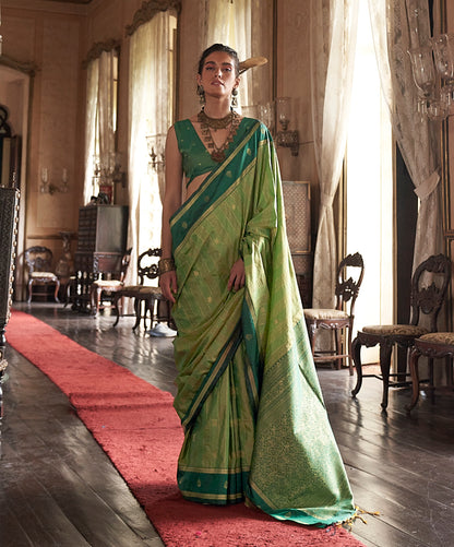 Green Kanjivaram Silk Readymade/Easy Saree