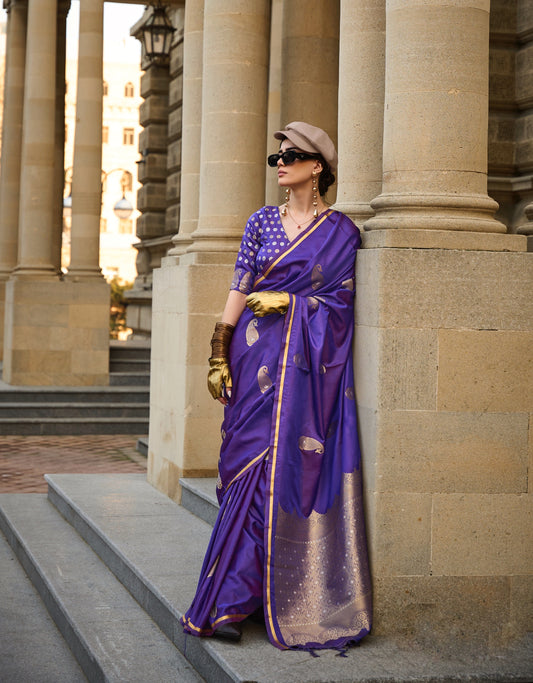 Purple Satin Silk Readymade Saree