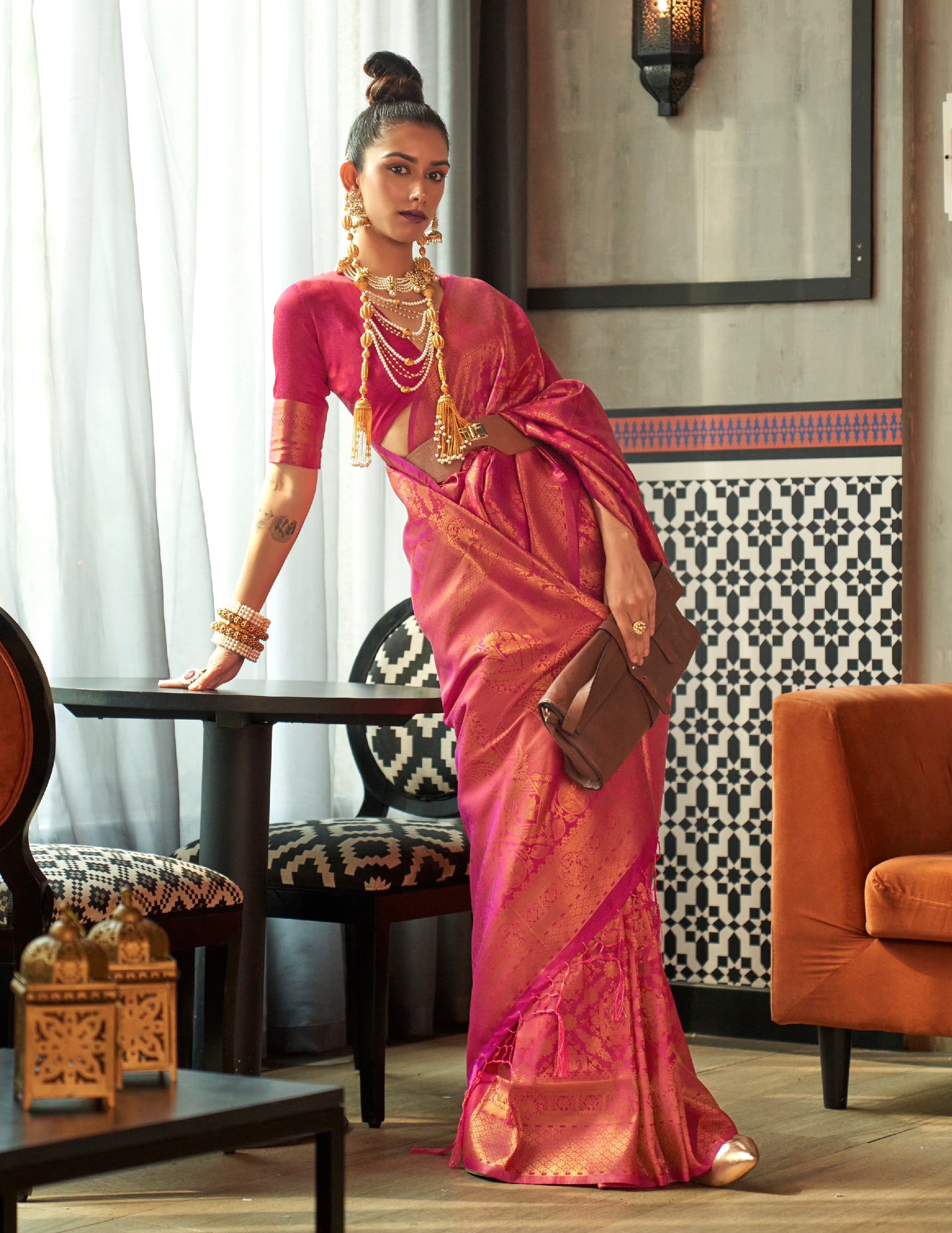 Pink Kanjivaram Saree – StylebyPanaaash