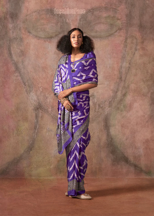 Purple Georgette Readymade/Easy Saree