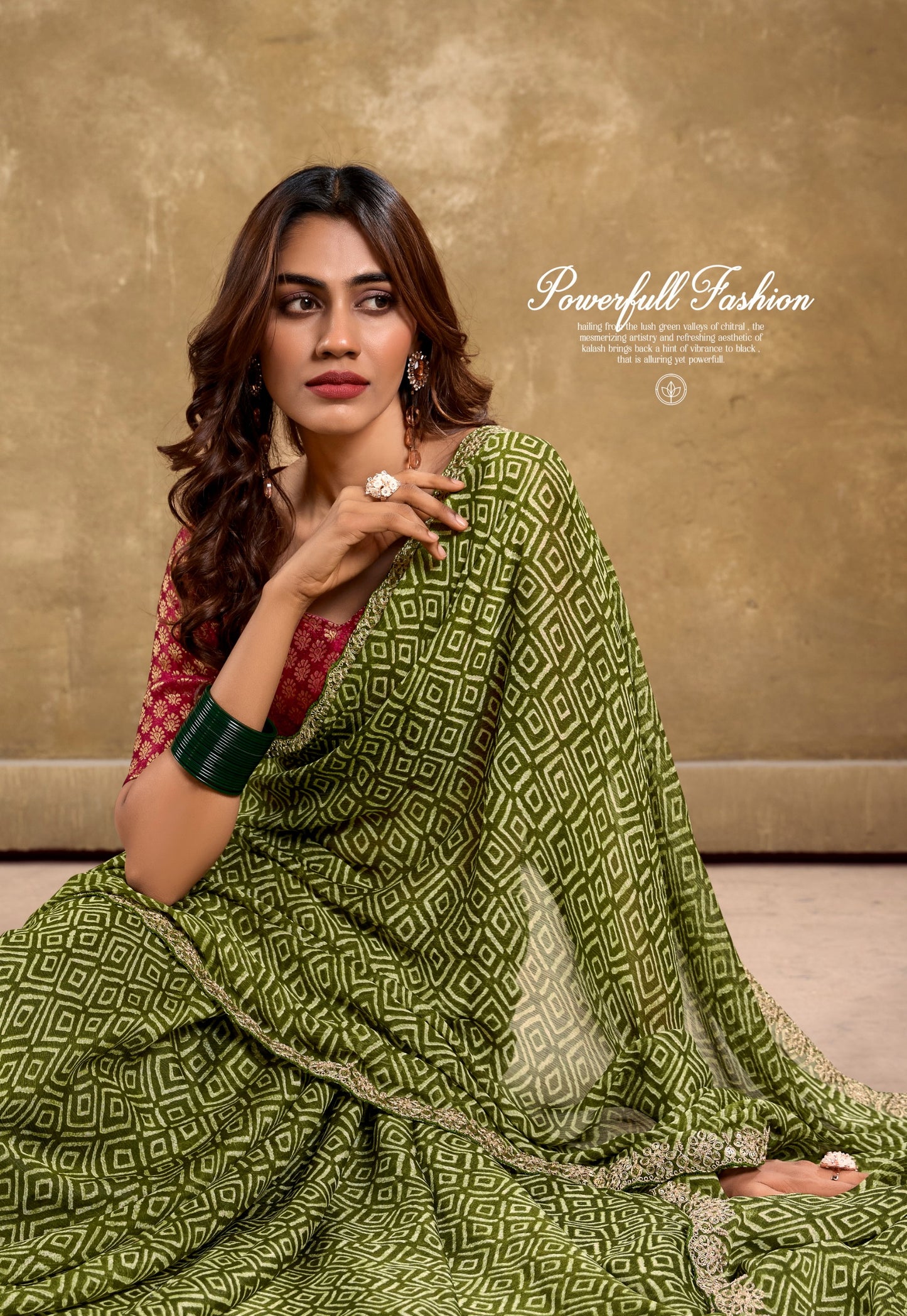 Green Color Georgette Readymade/Easy Saree