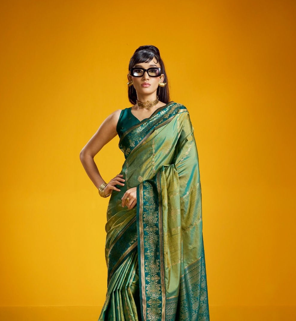 Green Kanjivaram Silk Ready To Wear/Easy Saree - Panaash Saree