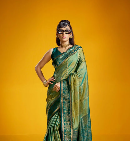 Green Kanjivaram Silk Ready To Wear/Easy Saree - Panaash Saree