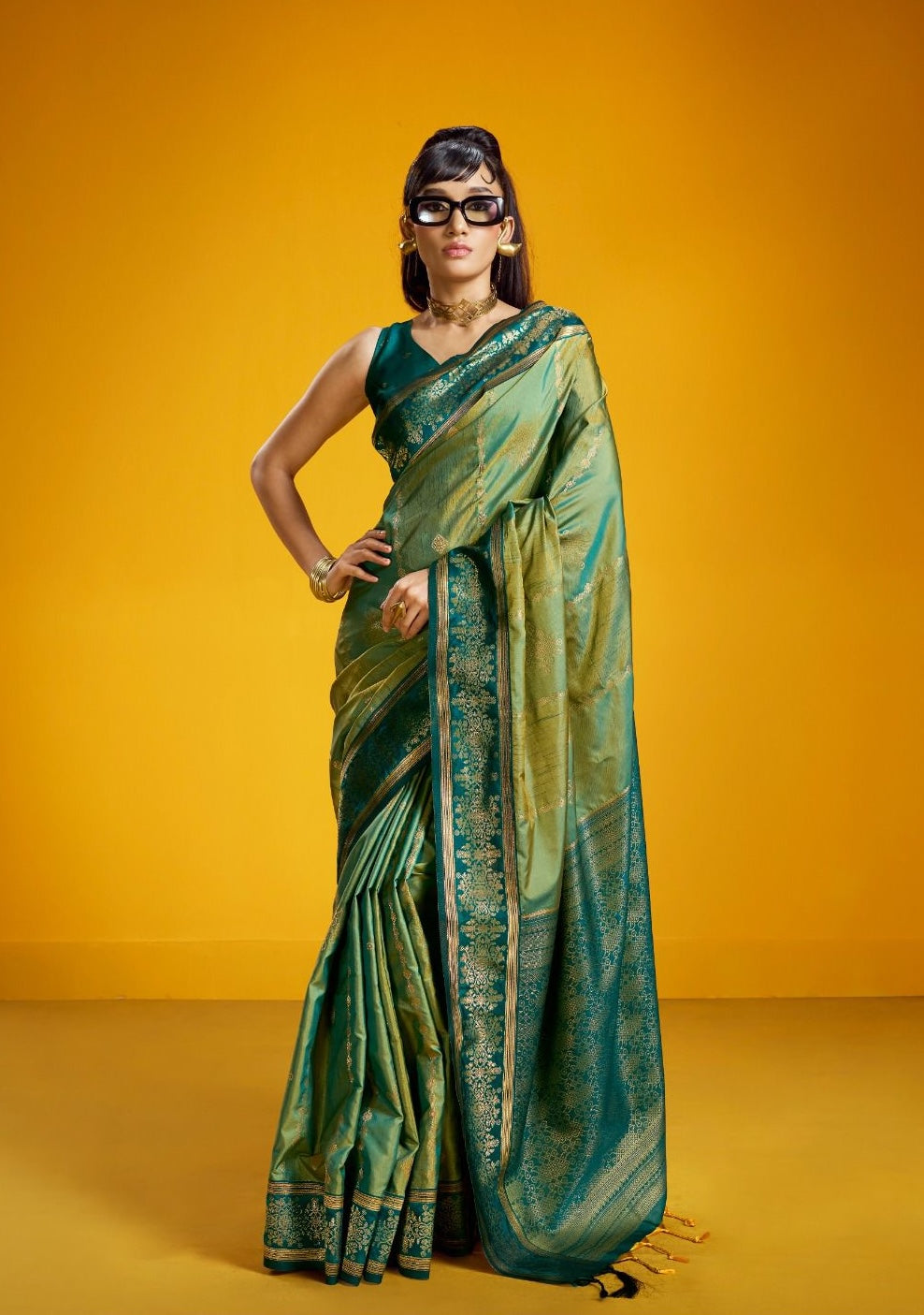 Green Kanjivaram Silk Ready To Wear/Easy Saree - Panaash Saree