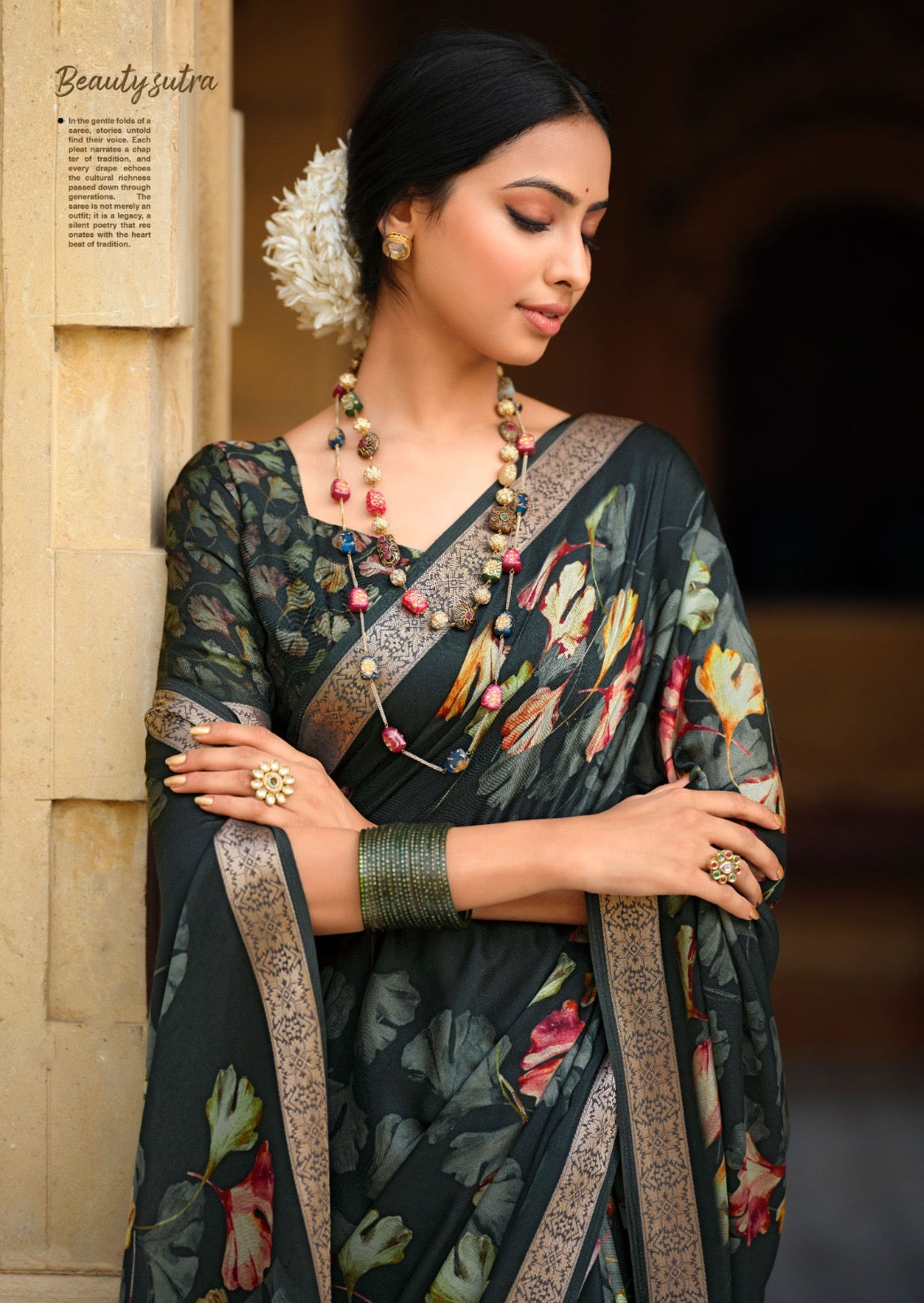 Multi Color Georgette Readymade Saree