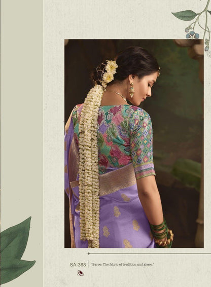 Lavender Color Designer Silk Readymade/Easy Saree