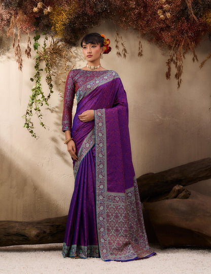 Purple Readymade/Easy Kanjivaram Saree