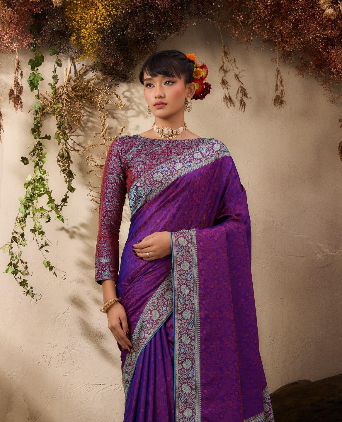 Purple Readymade/Easy Kanjivaram Saree